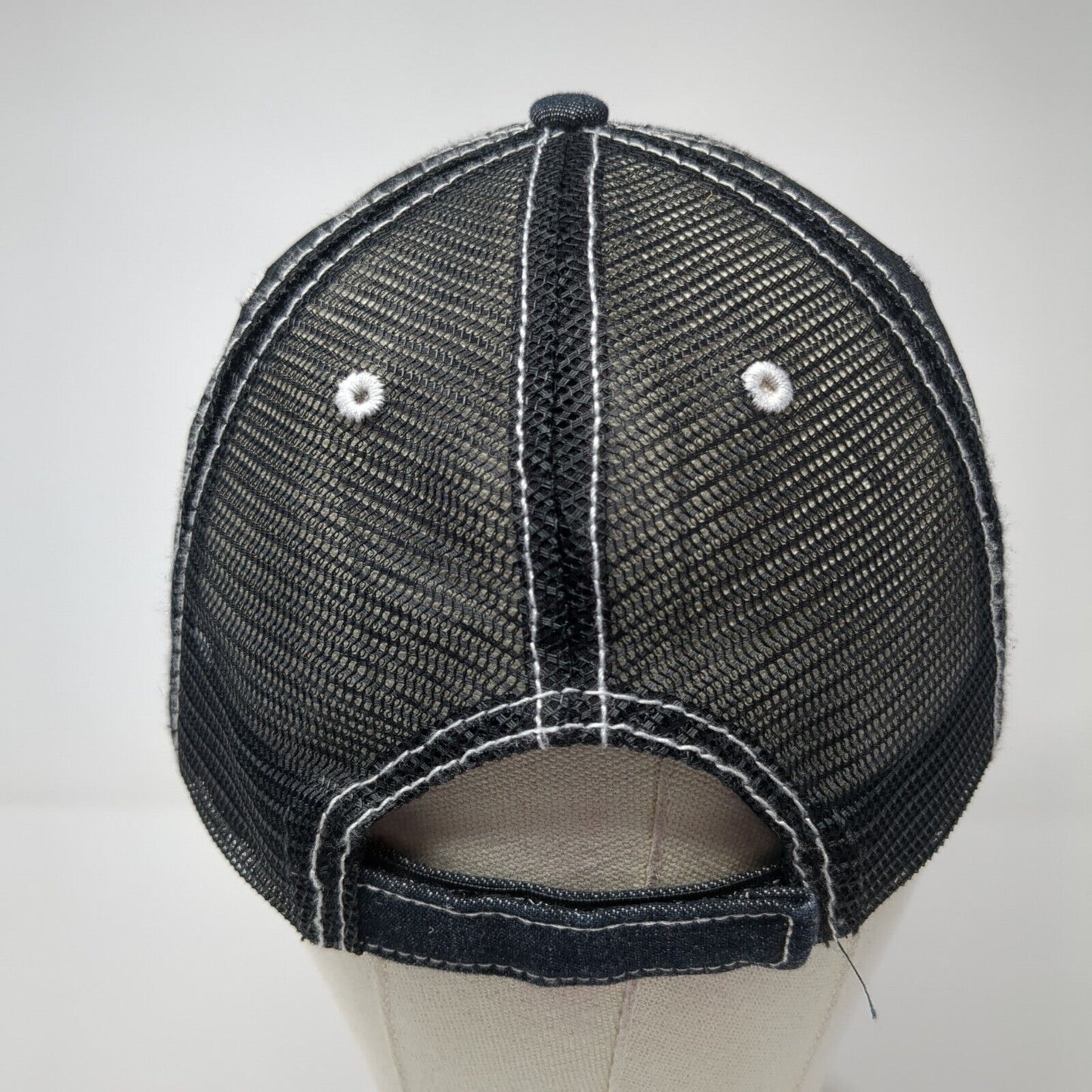 I'll Bring Bail Strapback Trucker Hat Black OS Adjustable Mesh Back Distressed