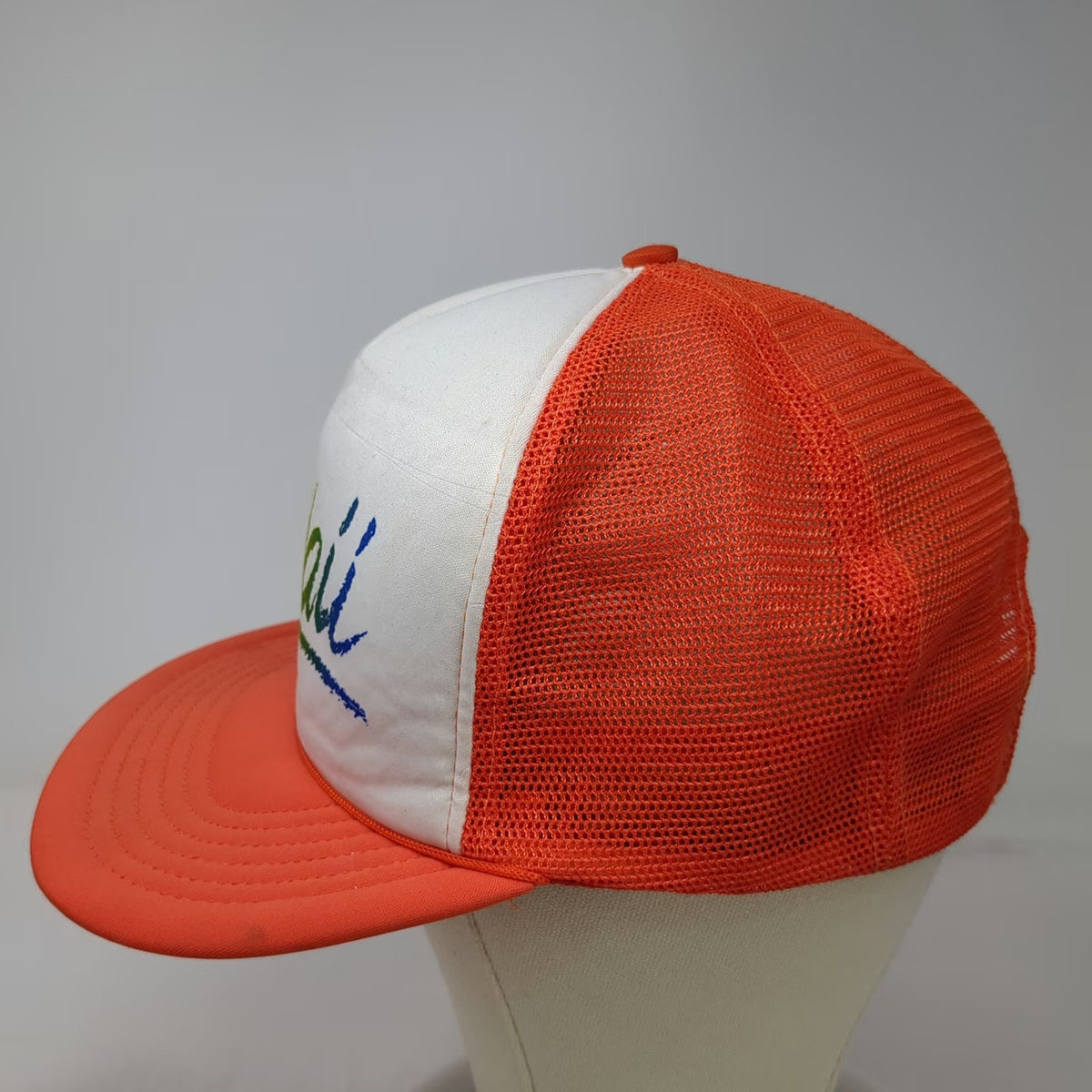 Hawaii Rainbow Script Trucker Hat Orange One Size Mesh Snapback Foam Taiwan ROC