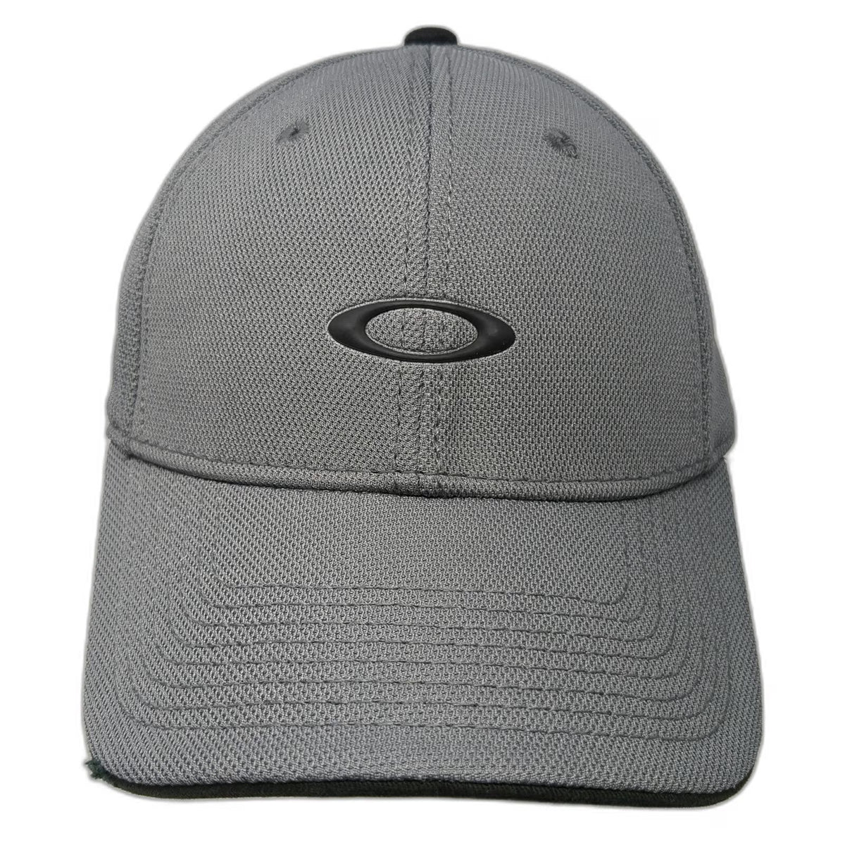 Oakley Baseball Cap Gray One Size Hat Fitted Mesh Textured Logo Black