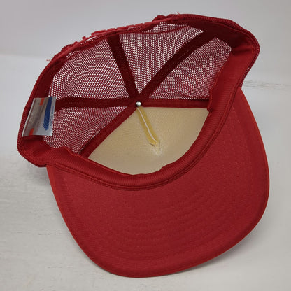 San Sun Design West Architecture Trucker Hat Red White One Size Mesh Snapback