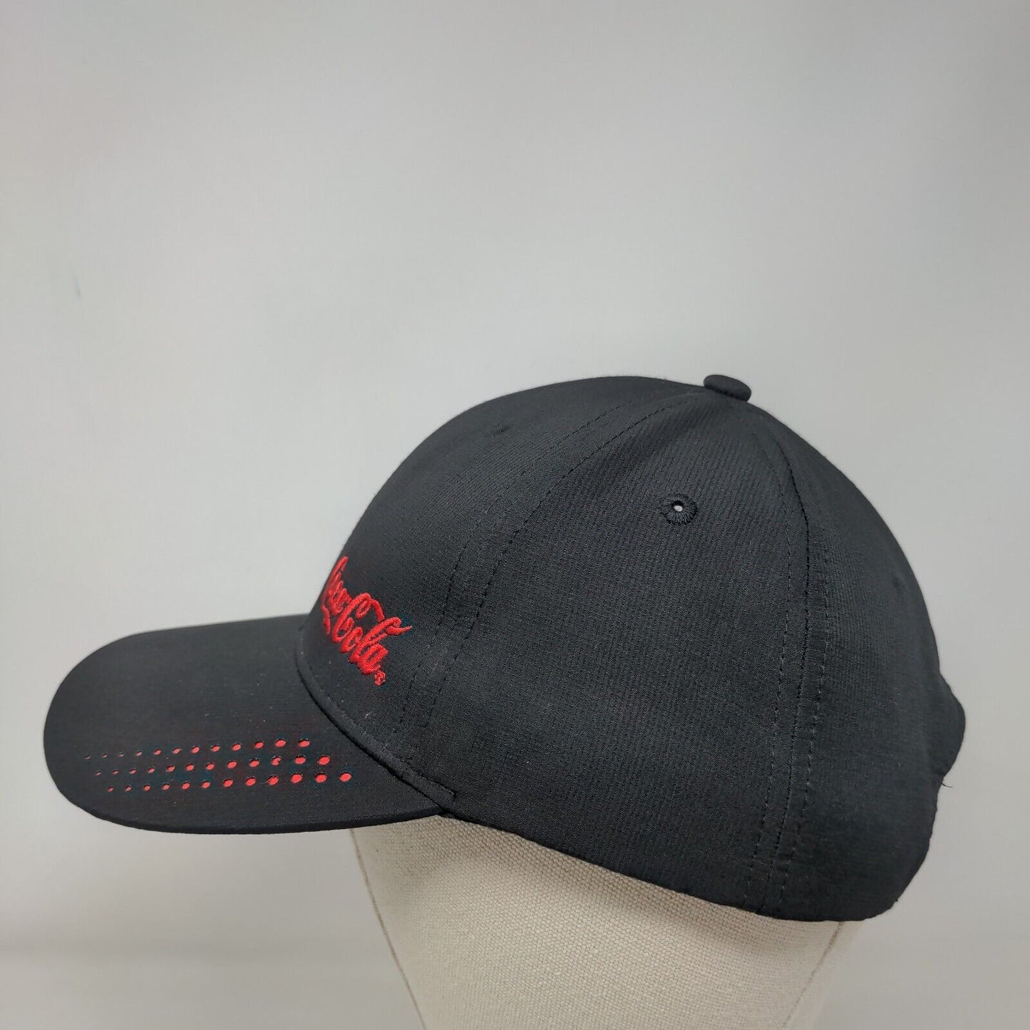 Coca-Cola Strapback Hat Black OSFM Adjustable Embroidered Moisture Wicking UV