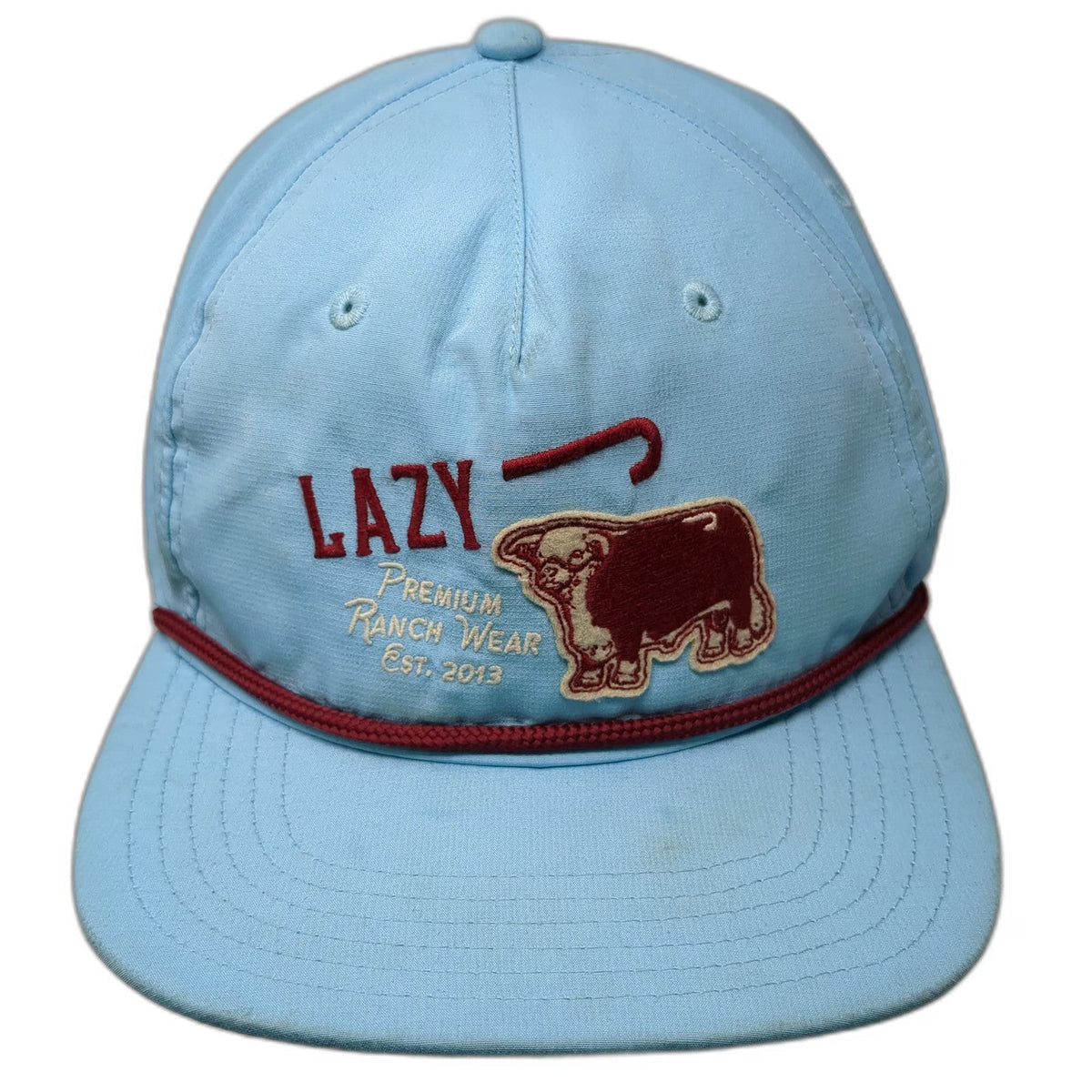 Lazy J Ranch Wear 5 Panel Blue One Size Rope Hat Snapback Bull Graphic Premium