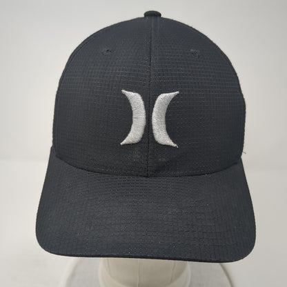 Hurley Logo Fitted Hat Black Medium Embroidered Flexfit Stretch 6 Panel