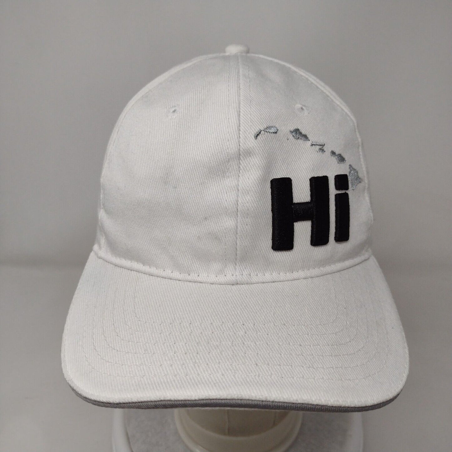 Hi Stretch Fitted Hat White OSFA Embroidered Vented Holes 6 Panel Surfware