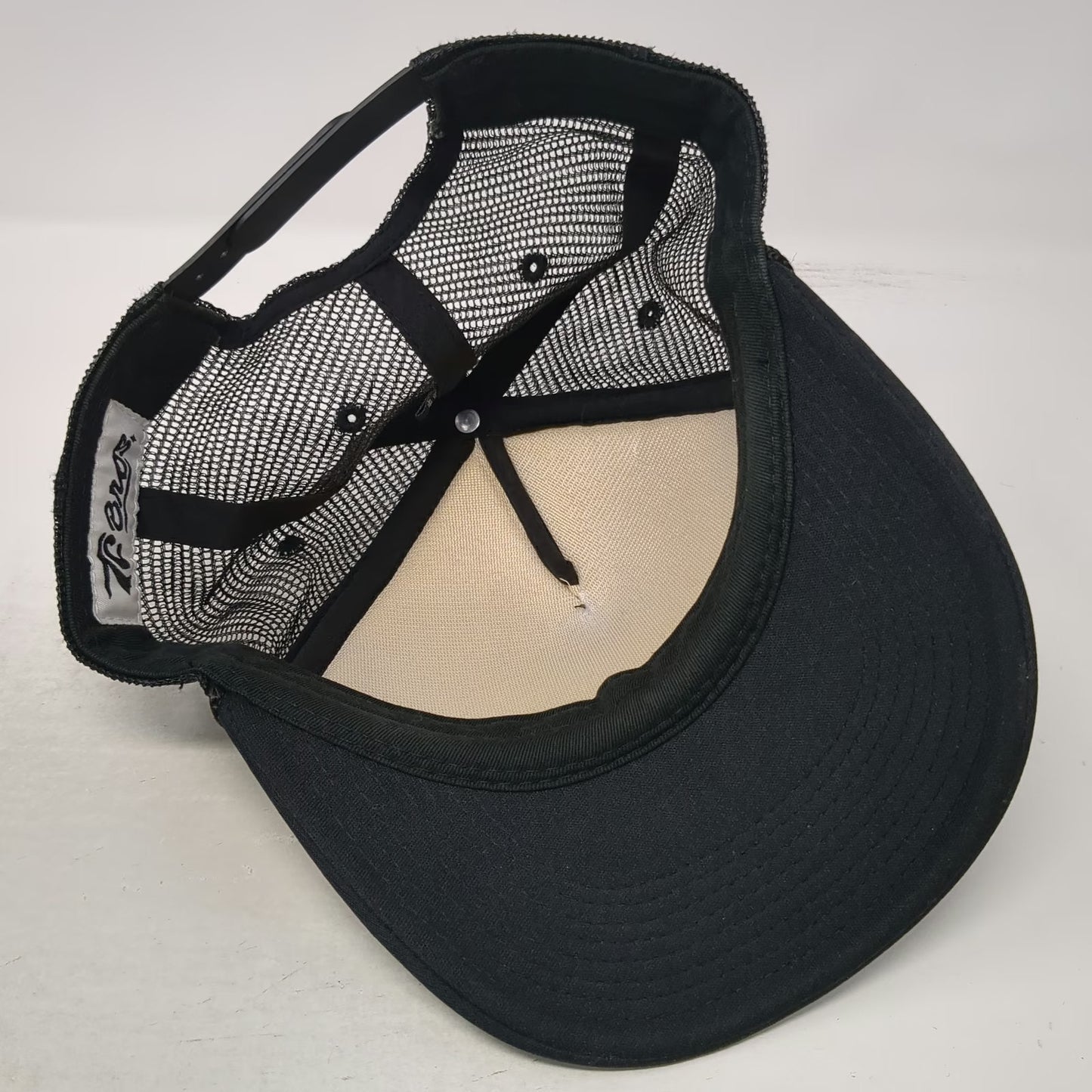 TC Bros. Trucker Hat Black White One Size Winged Engine Motorcycle Graphic Foam