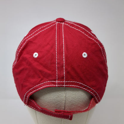 Unbranded Strapback Hat Red One Size Adjustable Vented Holes 6 Panel Blank