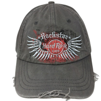 Hard Rock Cafe Phoenix Rockstar Wings Embroidered Gray Baseball Cap Hat One Size