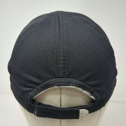 Nike Baseball Cap Black One Size Mesh Strapback Reflective Swoosh Running Hat