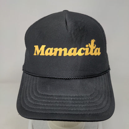 Mamacita Snapback Mesh Back Rope Trucker Hat Black OSFM Solid Otto