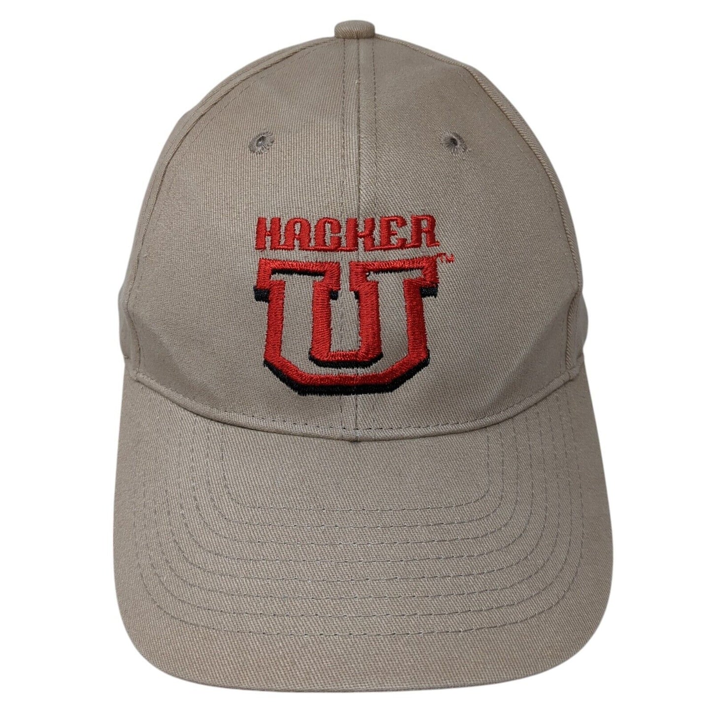 Hacker Strapback Hat Tan One Size Adjustable Embroidered 6 Panel KC Caps
