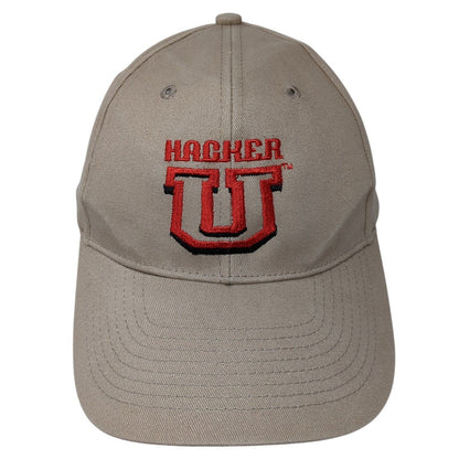 Hacker Strapback Hat Tan One Size Adjustable Embroidered 6 Panel KC Caps