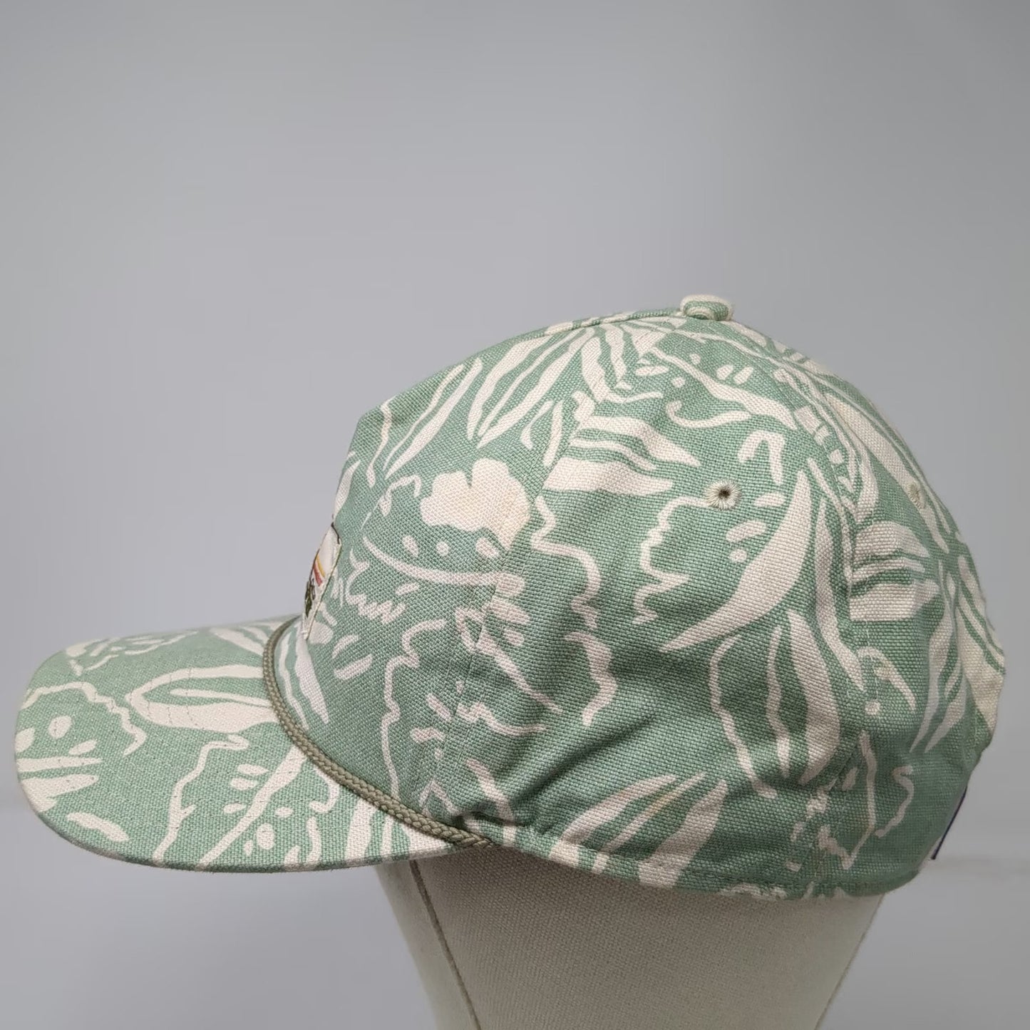 Patagonia 5 Panel Green One Size Hat Tropical Print Pataloha Patch Rope Detail