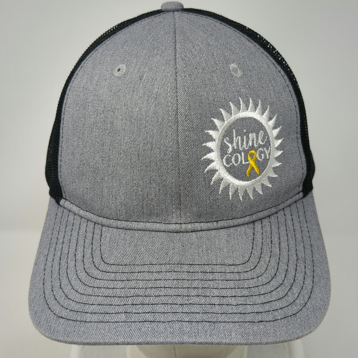 Port Authority Trucker Hat Gray One Size Mesh Back Snapback Shine Cology Logo