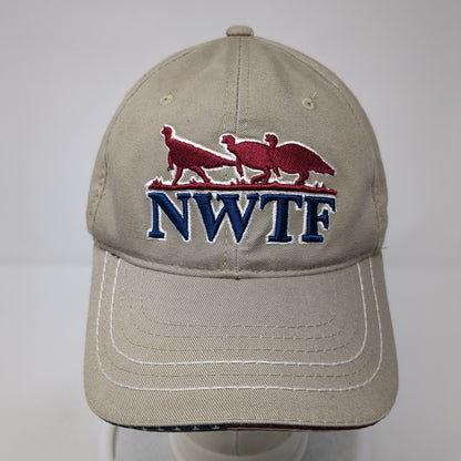 NWTF Strapback Hat Tan One Size Embroidered Vent Holes Outdoor Cap