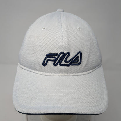 FILA Strapback Hat White One Size Adjustable Embroidered 6 Panel Polyester