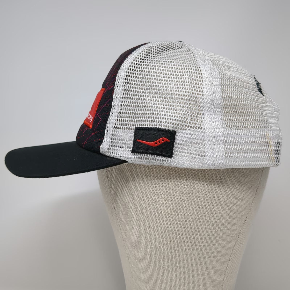 Saucony Trucker Hat Black One Size Mesh Snapback Boco Shu's Idaho Running Co