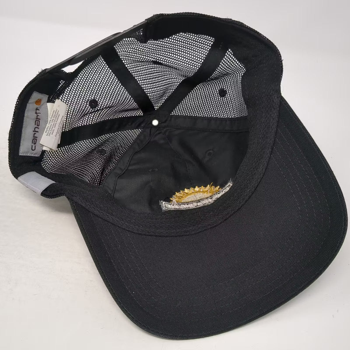 Carhartt Jon's Heating Inc Embroidered Black Trucker Hat One Size Snapback Mesh