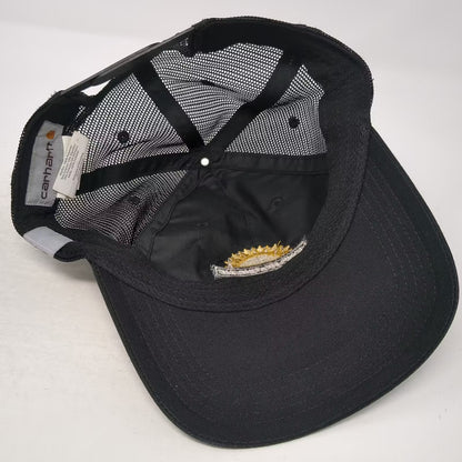 Carhartt Jon's Heating Inc Embroidered Black Trucker Hat One Size Snapback Mesh