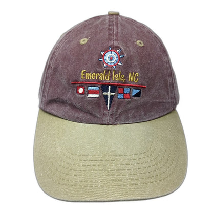 BJR Classic Headwear Red One Size Baseball Cap Hat Emerald Isle NC Nautical