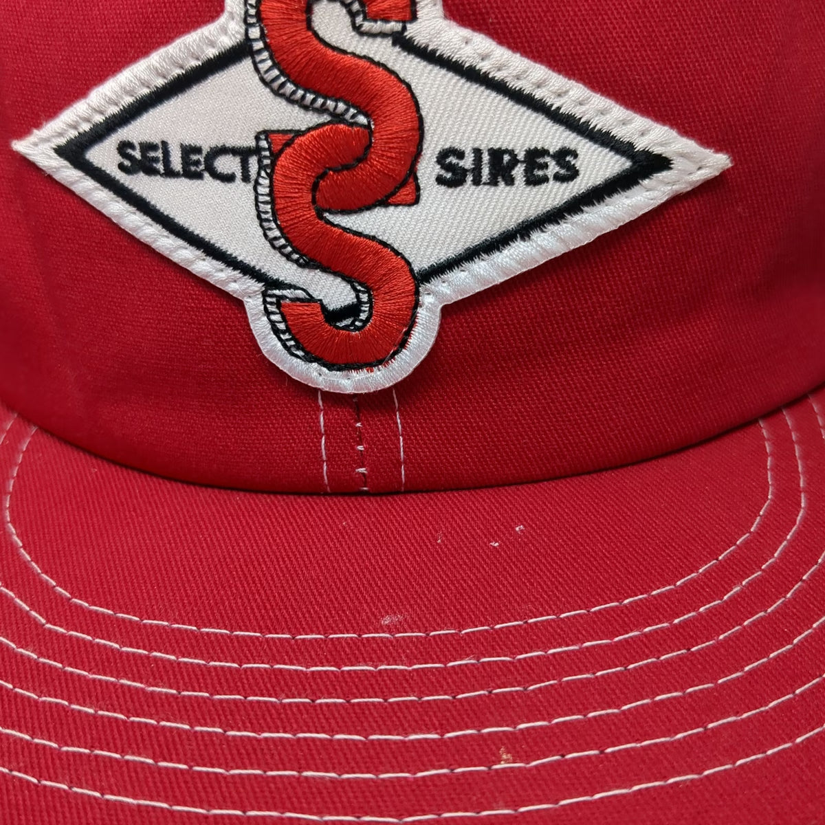 K-Products Select Sires Trucker Hat Red White Mesh Back Snapback Patch Vintage