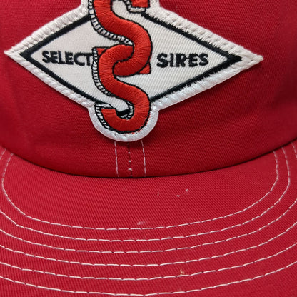 K-Products Select Sires Trucker Hat Red White Mesh Back Snapback Patch Vintage