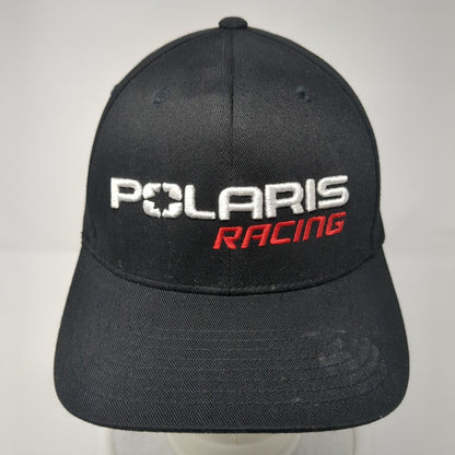 Polaris Racing Fitted Hat Black L/XL Embroidered Vented Holes 6 Panel Flexfit