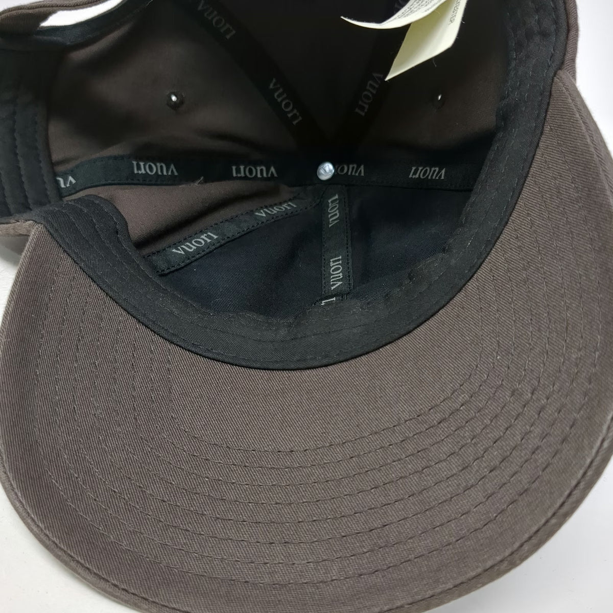 Vuori Baseball Cap Brown One Size Adjustable Slideback Hat V Logo Cotton Blend