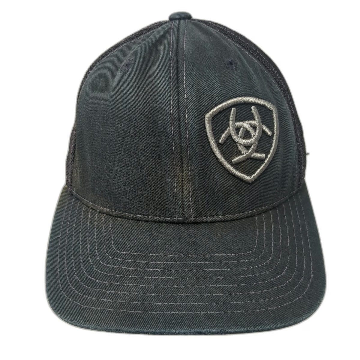 Ariat Trucker Hat Black One Size Shield Logo Mesh Back Snapback Flexfit Tech
