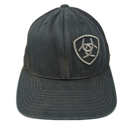 Ariat Trucker Hat Black One Size Shield Logo Mesh Back Snapback Flexfit Tech