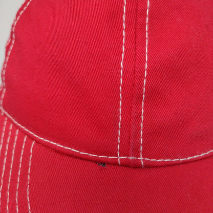 Unbranded Strapback Hat Red OSFM Adjustable Vented Holes 6 Panel Blank