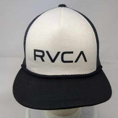 RVCA Trucker Hat Black One Size Mesh Back Snapback Rope Detail Deep Fit