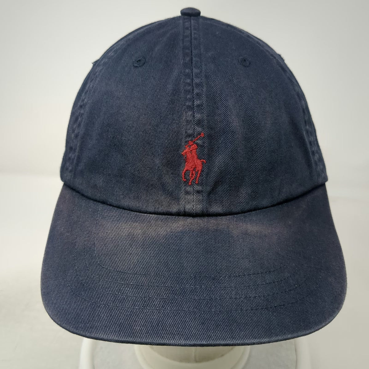 Polo Ralph Lauren Baseball Cap Blue OS Leather Strapback Big & Tall Hat Vintage