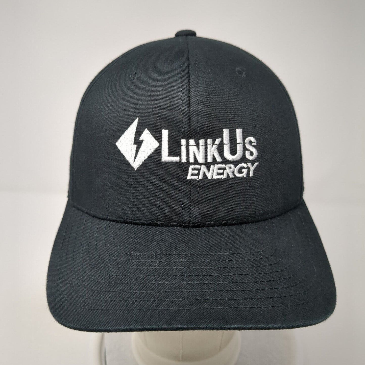 LinkUS Energy Fitted Hat Black One Size Embroidered 6 Panel Flexfit Yupoong