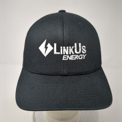 LinkUS Energy Fitted Hat Black One Size Embroidered 6 Panel Flexfit Yupoong