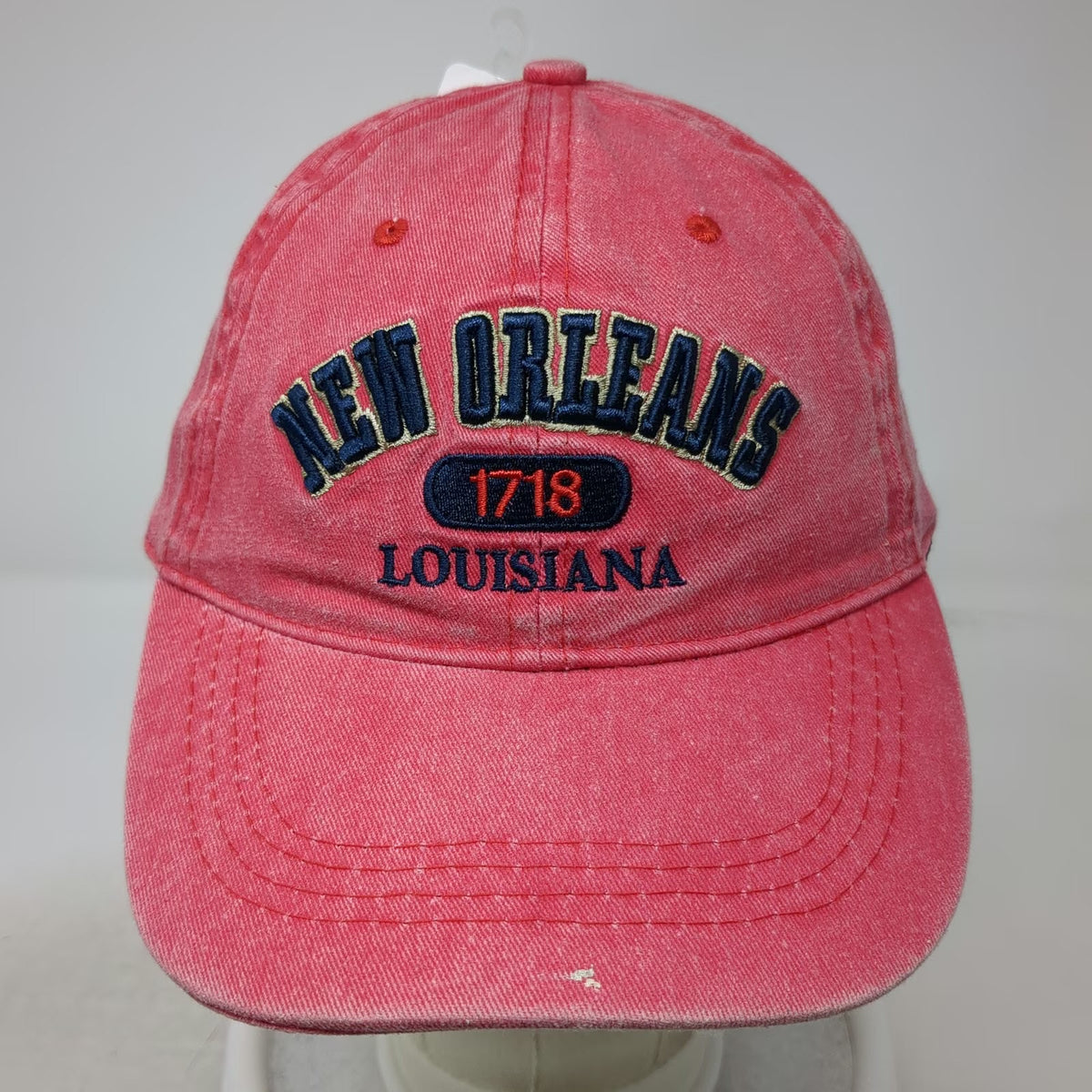 Lucky 7 Baseball Cap Red OSFM New Orleans Louisiana 1718 Strapback Cotton Hat