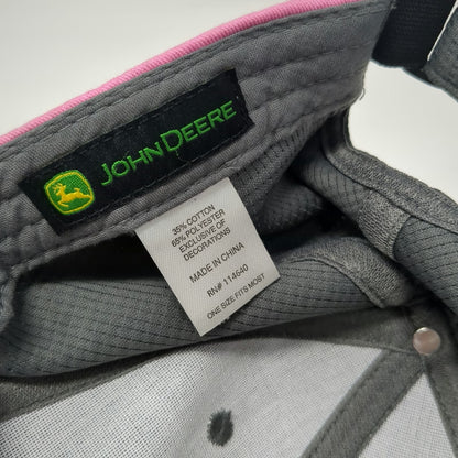 John Deere Baseball Cap Gray Pink One Size Slideback Waffle Texture Logo Hat