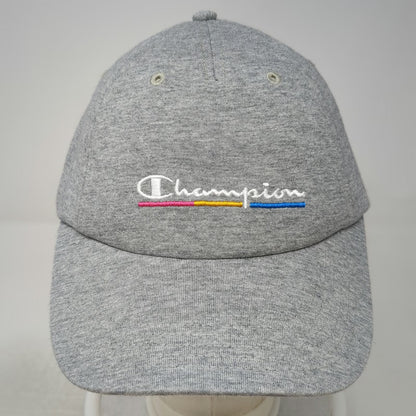 Champion Baseball Cap Gray One Size Strapback Cotton Script Logo Adjustable Hat