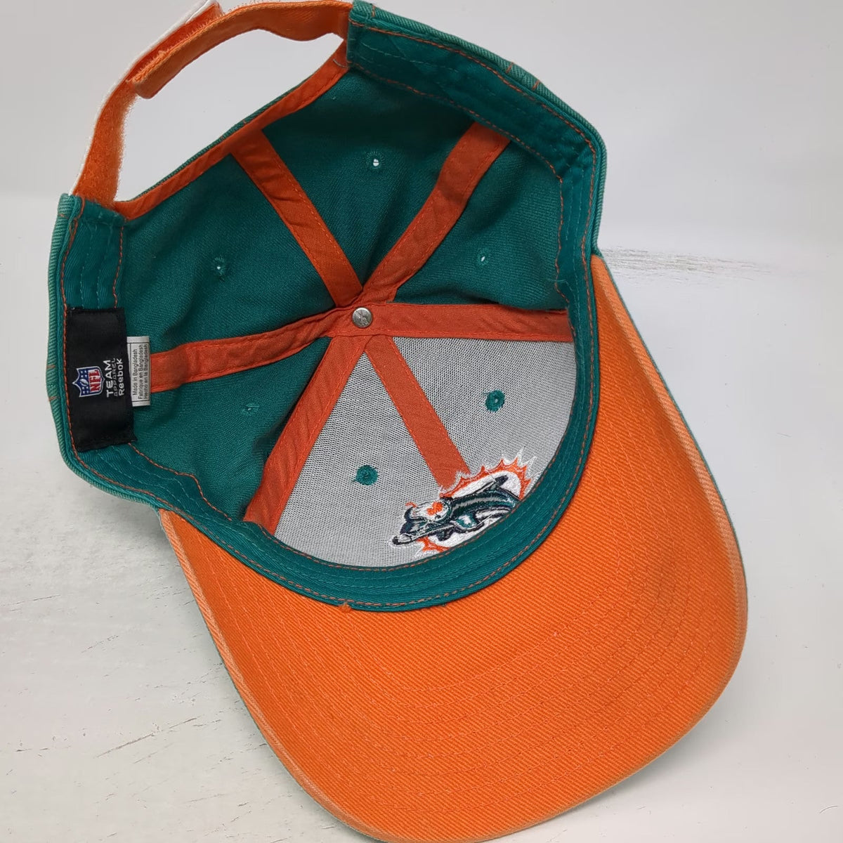Miami Dolphins NFL Reebok Green Orange One Size Cap Embroidered Strapback Hat