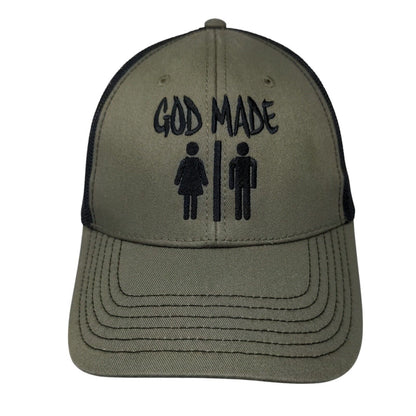 God Made Man And Woman Snapback Mesh Back Trucker Hat Green OSFM Otto