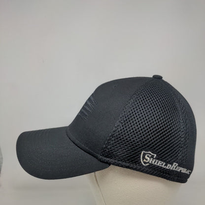 American Flag Shield Republic Fitted Trucker Hat Black M/L 39Thirty New Era