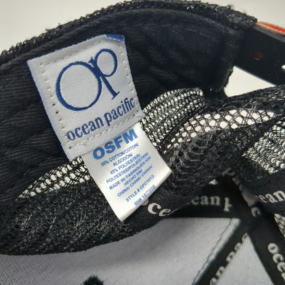 Ocean Pacific Trucker Hat Black One Size Rainbow Stitching Mesh Snapback Logo