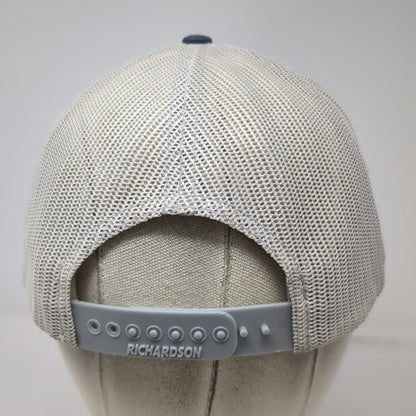 Richardson Trucker Hat Blue L Mesh Snapback Denim Crown 115 White Embroidered