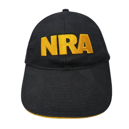 NRA Strapback Hat Black OSFA Adjustable Embroidered USA American Flag