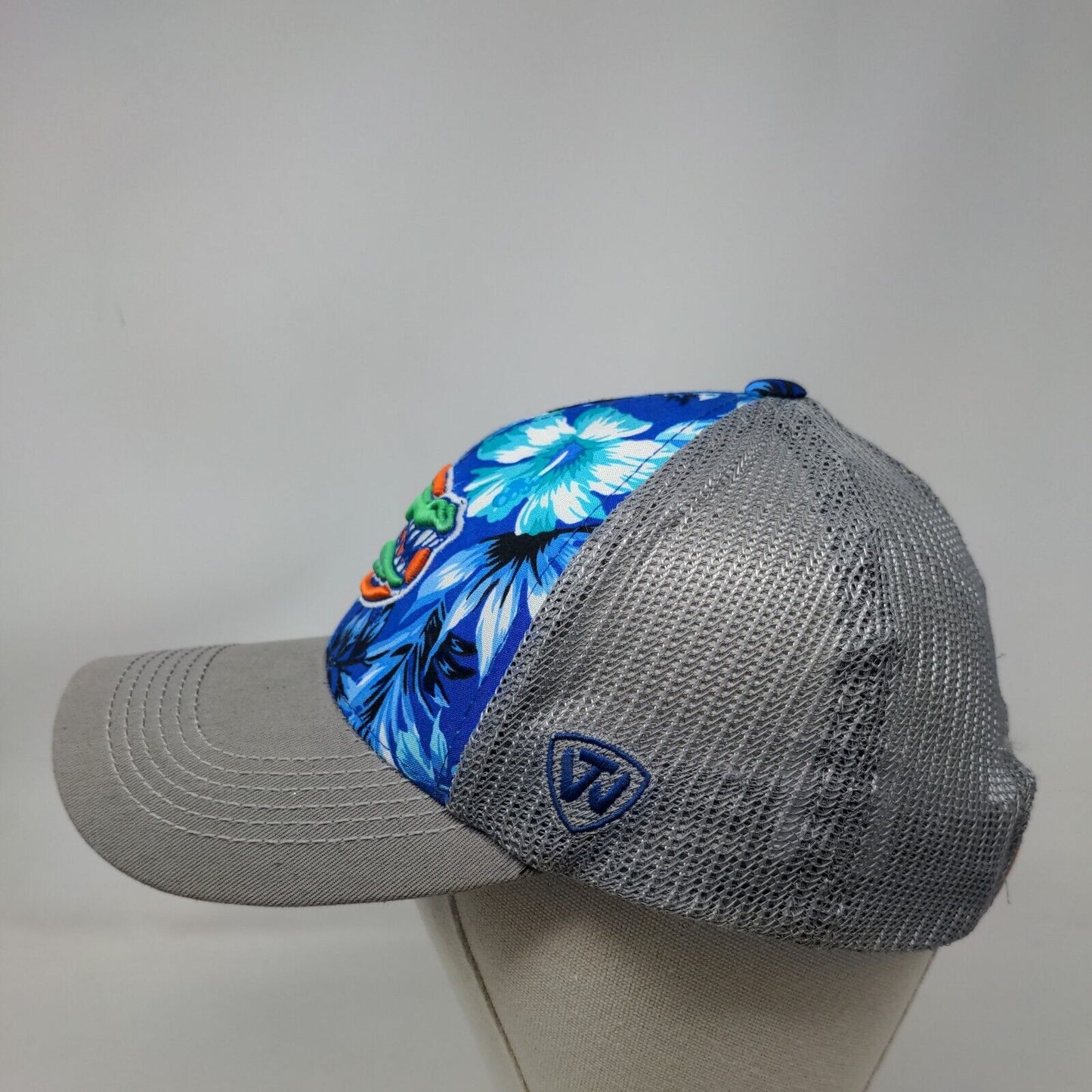 Florida Gators Floral Pattern Snapback Mesh Back Trucker Hat Gray Blue Logo NCAA