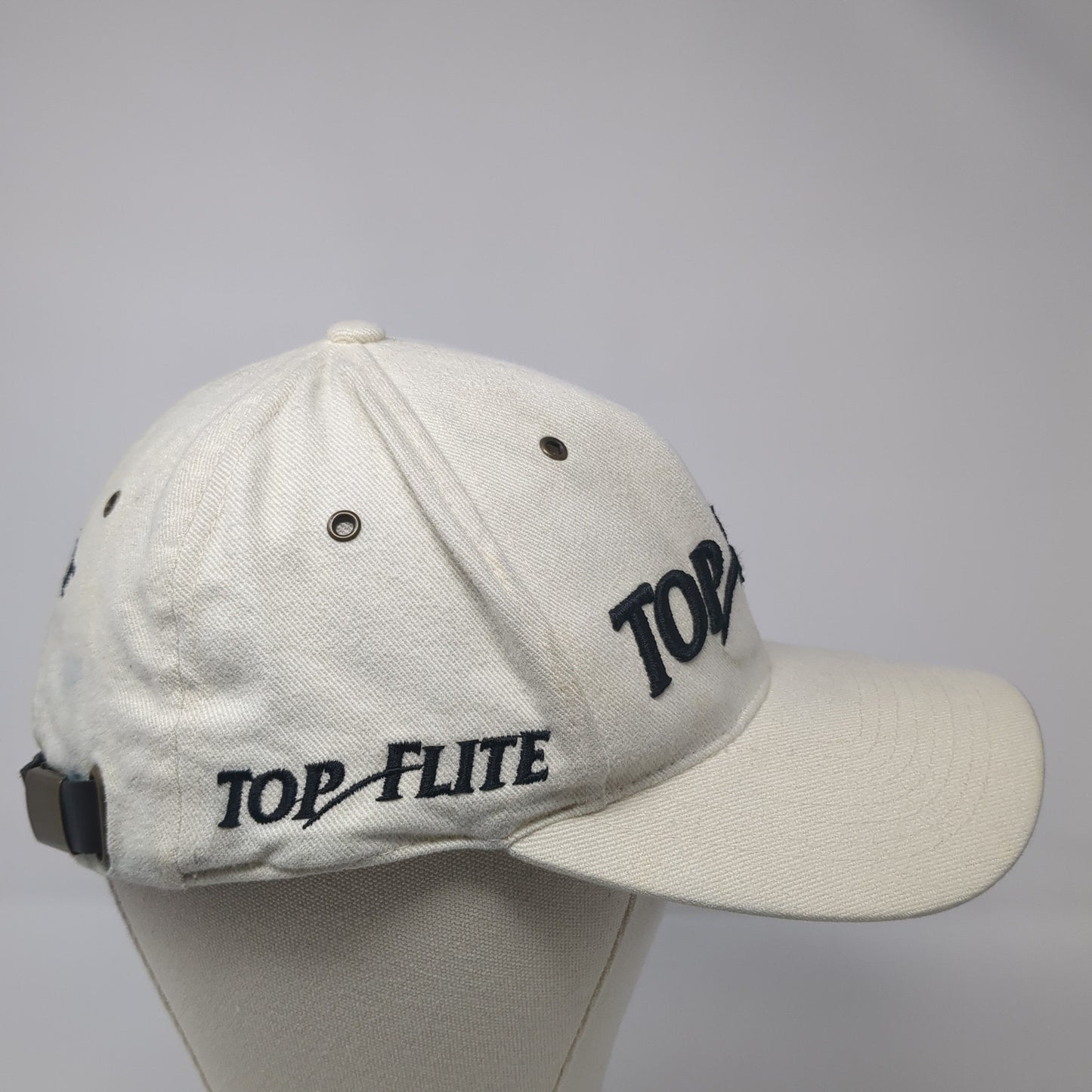 Top Flite Baseball Cap Beige One Size Adjustable Embroidered Vented Holes