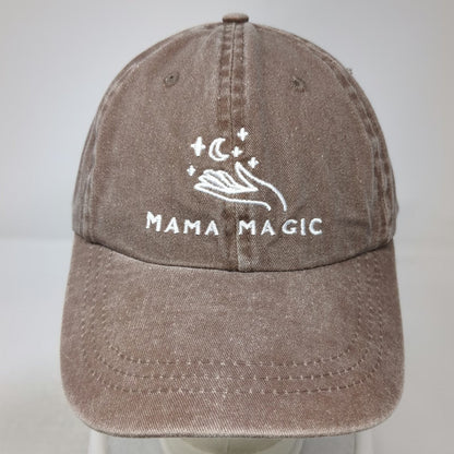 H&C Baseball Cap Hat Brown One Size Mama Magic Moon Stars Graphic Slideback