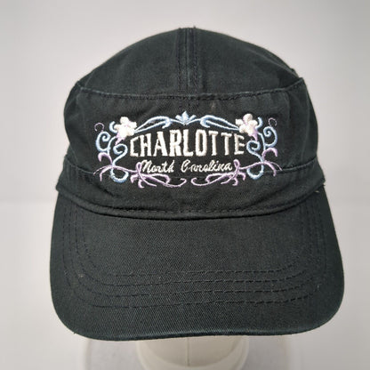 Charlotte North Carolina Strapback Cadet Army Hat Black One Size Solid