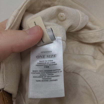 OMW Slideback Hat Tan One Size Embroidered Leather Strap Madewell