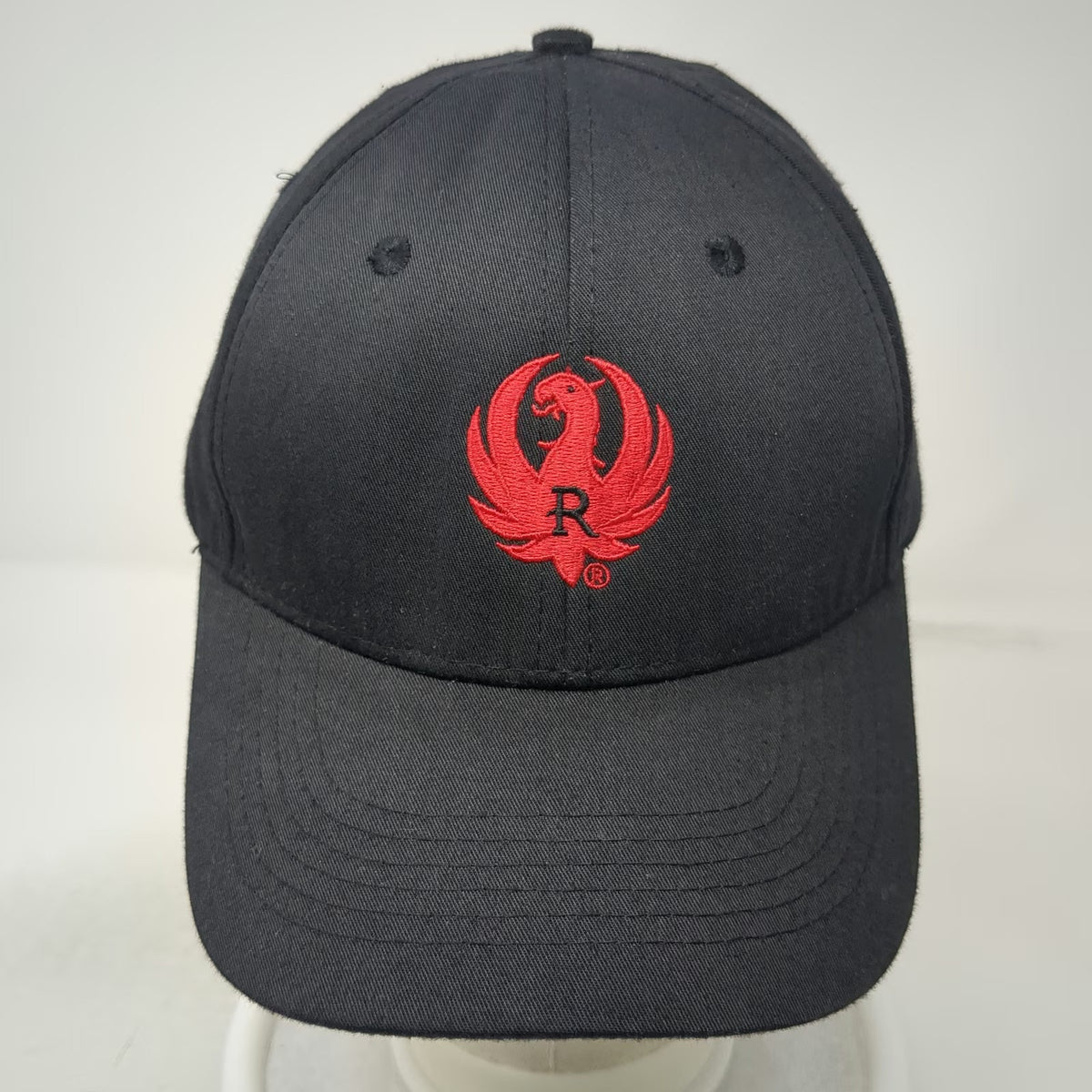 Ruger Baseball Cap Black Red One Size Strapback Embroidered Eagle Logo Hat