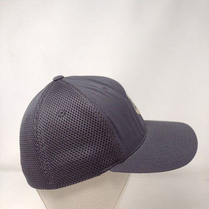 Acco Fitted Trucker Hat Black S/M Flexfit Embroidered Mesh Back 6 Panel Yupoong